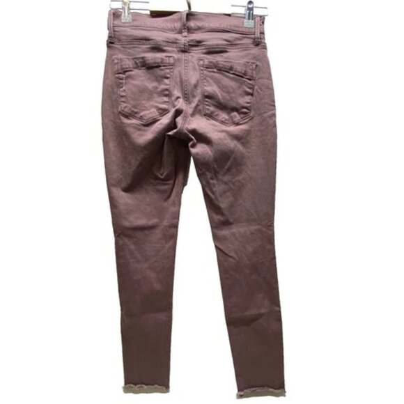 Express Jeans Women's 0R Mid-Rise Ankle Leggings Dusty Purple Raw Hem Distressed - Picture 6 of 11